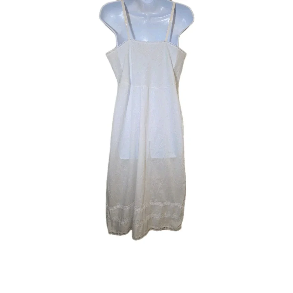 Vtg 1984 White Chemise Slip Dress Cotton Blend Swiss Eyelet Lace Sears Size 36 M